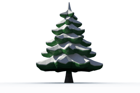 Snowy Christmas Tree Illustration on Transparent Background