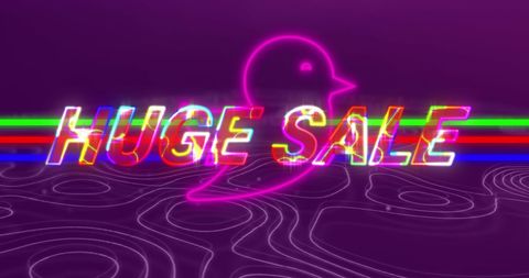 Huge Sale with Neon Bird and Vibrant Gradient Lines - Download Free Stock Images Pikwizard.com