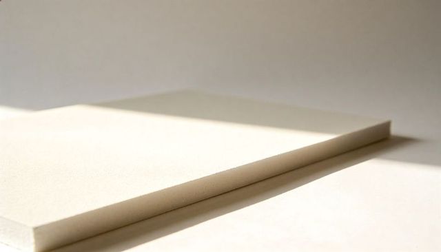 Off-White Stretched Canvas Lying Flat on Pale Tabletop Casting Soft Diagonal Shadow