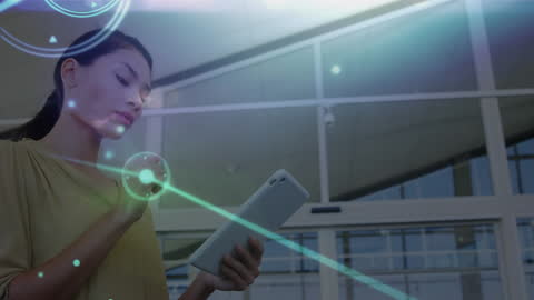 Futuristic Digital Network with Connecting Lines Graphic Overlay