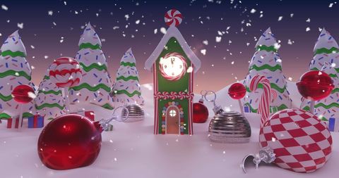 Festive Christmas Wonderland with Candy and Snow - Download Free Stock Images Pikwizard.com