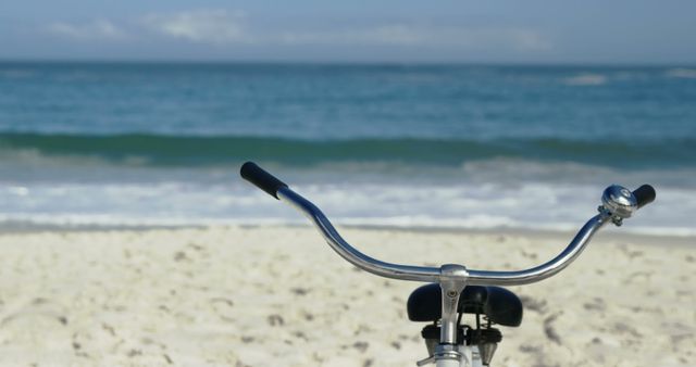 View of a bike on the beach
