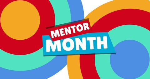 Mentor month celebration with colorful abstract design