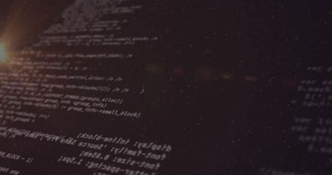 Holographic code projection with diagonal monospaced lines, lens flare and cosmic grain