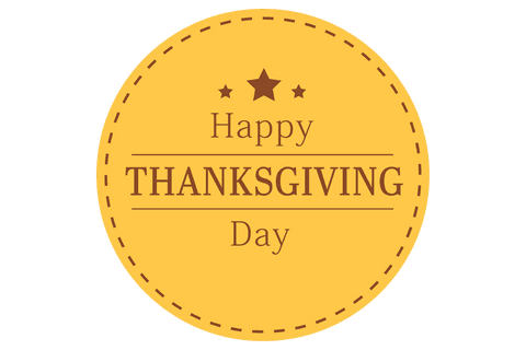 Thanksgiving day celebration emblem on transparent background