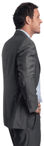 Confident Businessman in Suit Smiling with Hand on Hip Transparent Background