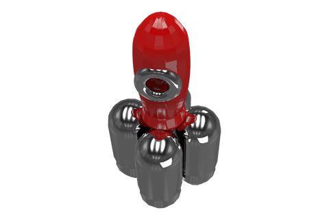 transparent red rocket positioned over steel-like launch pad - Download Free Stock Videos Pikwizard.com