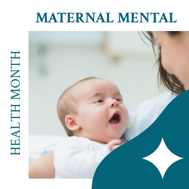 Happy Mother Holding Newborn for Maternal Mental Health Month Campaign - Download Free Stock Templates Pikwizard.com