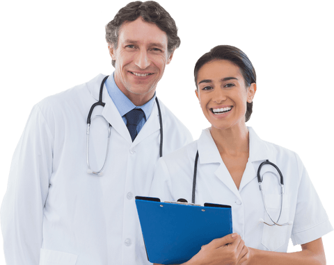 Happy Diverse Doctors with Clipboard on Transparent Background - Download Free Stock Videos Pikwizard.com