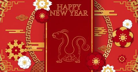 Chinese new year dragon design with festive floral elements