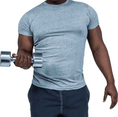 Transparent Fit Male Lifting Dumbbell Strength Training