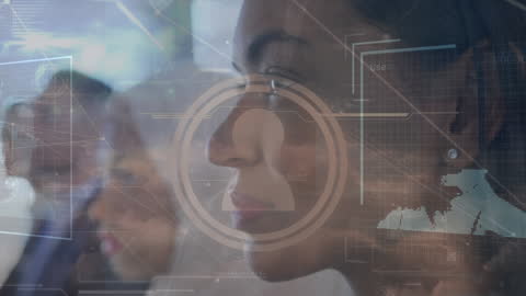 Multiracial Professional Seminar with Digital Interface Overlay