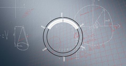 Futuristic interface analyzing mathematical formulas