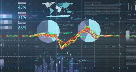 Colorful line graph on digital analytics interface