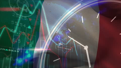 Financial Data Processing with Clock and Italian Flag Theme