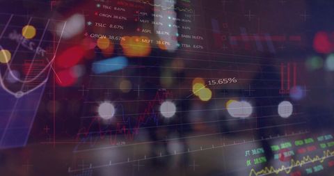 Financial Data Visualization Against Urban Nightscape - Download Free Stock Images Pikwizard.com