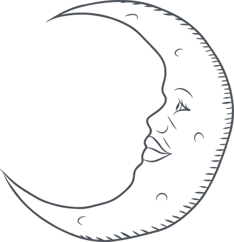 Transparent Crescent Moon Line Art with Face on Abstract Background - Download Free Stock Videos Pikwizard.com