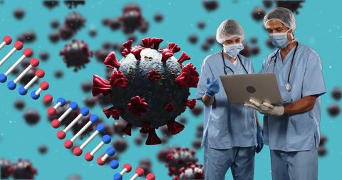 Healthcare Professionals Analyzing Virus Data Mobile Graphics