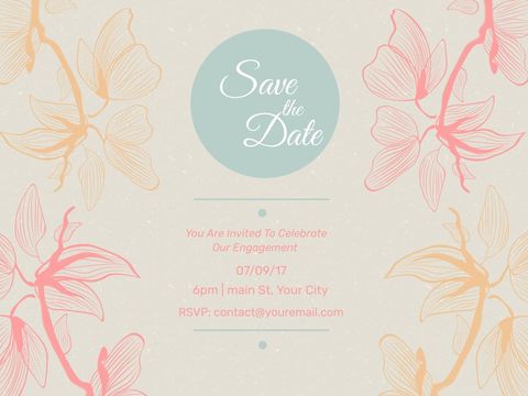 Elegant Engagement Invitation Template with Floral Design - Download Free Stock Templates Pikwizard.com