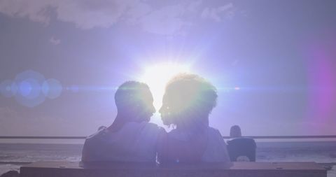 Romantic Couple Enjoying Sunset by Ocean - Download Free Stock Images Pikwizard.com
