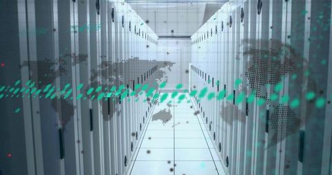 Futuristic Data Center with Global Connectivity Concept Overlay - Download Free Stock Images Pikwizard.com