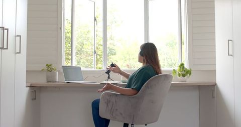 Slice of Life Podcasting at Home with Headphones and Microphone