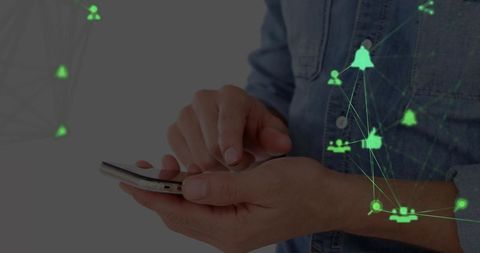 Digital Networking and Communication Overlay on Smartphone Usage - Download Free Stock Images Pikwizard.com