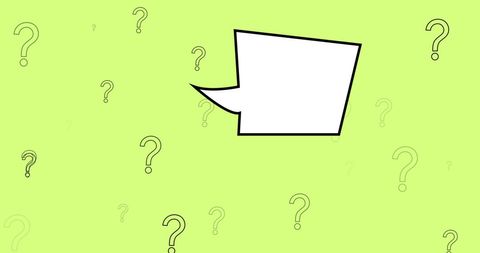 Speech Bubble and Question Marks on Lime Green Backdrop