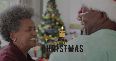 Festive Senior African Couple Celebrating Christmas Together