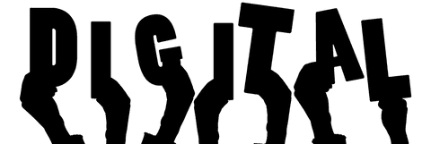 Digital hands with glowing text overlays on transparent background