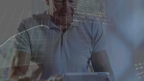 Senior Man Analyzing Stock Market Data with Digital Tablet Technology