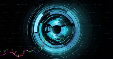 Futuristic HUD Interface with Candlestick Chart Analytics - Download Free Stock Images Pikwizard.com