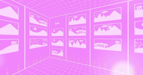 Retro Futuristic Digital Gallery Concept in Pink Hues - Download Free Stock Images Pikwizard.com