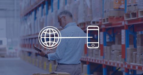 Warehouse supervisor managing digital logistics operations