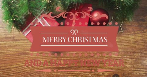 Festive Merry Christmas Card with Elegant Decoration Elements