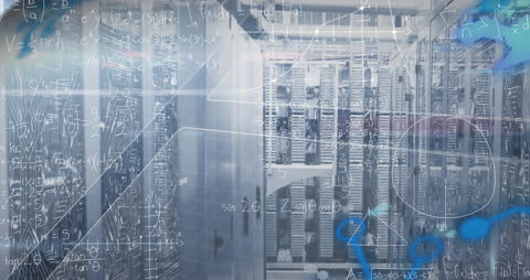 Data Processing Diagram Overlay in Modern Server Room