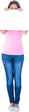 Woman in Pink Shirt Holding Blank Transparent Signboard - Download Free Stock Videos Pikwizard.com