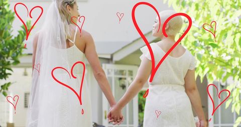Loving Moment Diverse Couple Holding Hands Wedding Day