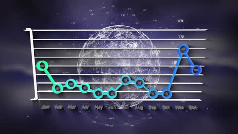 Digital Data Visualization with Graph Over Globe in Sky