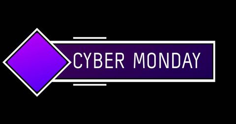Cyber monday sale banner with purple geometric design