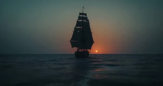Sunset Adventure on Historic Sailing Ship Across Ocean