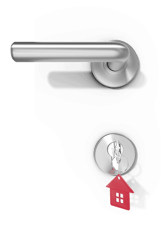 transparent metallic door handle with red house keychain - Download Free Stock Videos Pikwizard.com