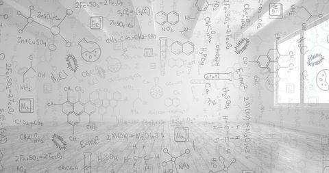 Abstract Science Diagrams and Chemical Equations in Bright Space - Download Free Stock Images Pikwizard.com