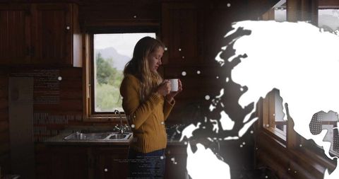 Cozy Morning Routine with Stunning Nature View in Rustic Cabin