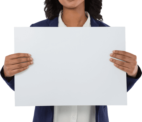 midsection of businesswoman holding transparent blank placard - Download Free Stock Videos Pikwizard.com