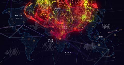 Global Data Network Visualization with Digital Flames - Download Free Stock Images Pikwizard.com