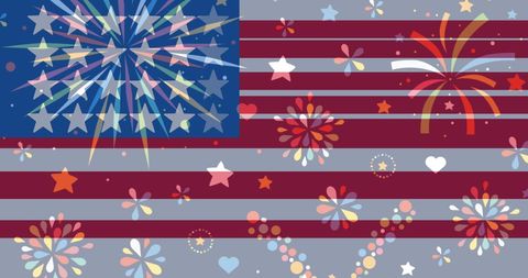 Patriotic American Flag with Festive Fireworks and Stars - Download Free Stock Images Pikwizard.com