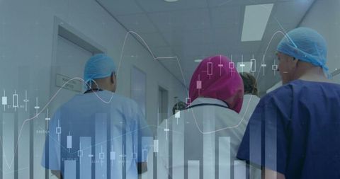 Healthcare Workers With Digital Analytics Overlay