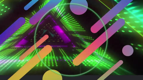 Abstract Neon Light Tunnel with Geometric Shapes Animation