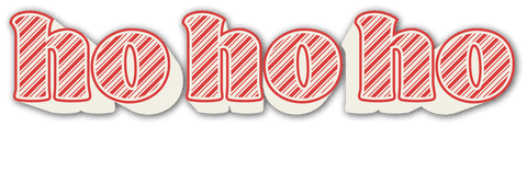 Transparent red striped 'ho ho ho' text with shadow